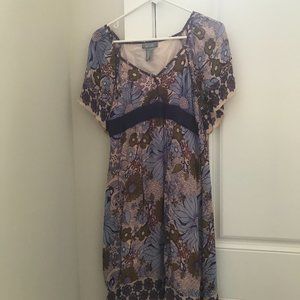 Purple print multi layered dress